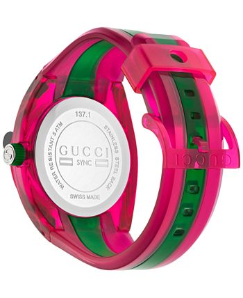 Gucci Unisex Swiss Sync Pink Green Rubber Strap Watch 46mm Macy s