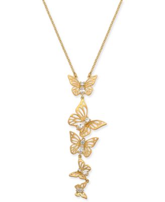 Gold-Tone Butterfly Lariat Necklace 