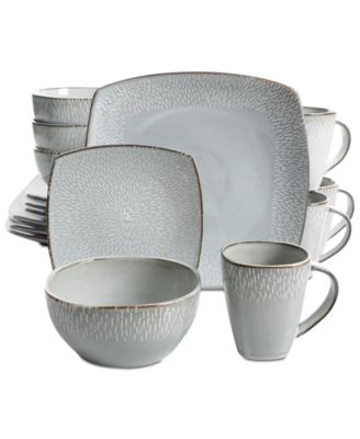 Gibson Laurie Gates - Reactive Fleck Gray Soft Square 16-Piece Dinnerware Set