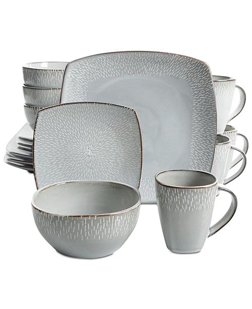 Gibson Elite Matisse Grey 16Piece Dinnerware Set & Reviews Dinnerware Dining Macy's