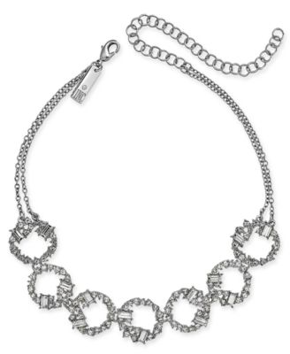 INC International Concepts - Silver-Tone Crystal Link Choker Necklace, 11" + 4" extender