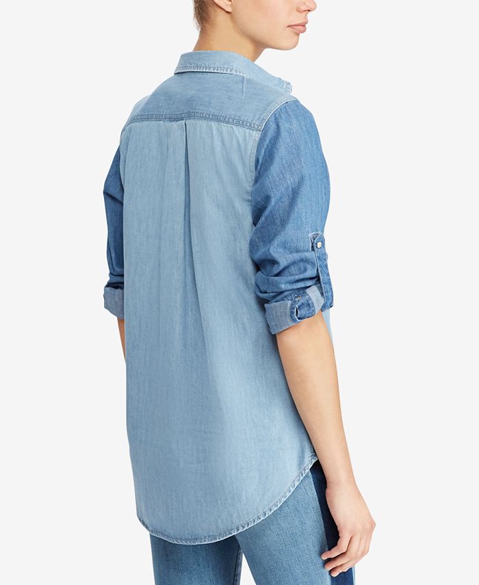 Lauren Ralph Lauren Petite Denim Cotton Shirt - Macy's