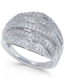 Diamond Multi-Row Cluster Ring (1 ct. t.w.) in Sterling Silver