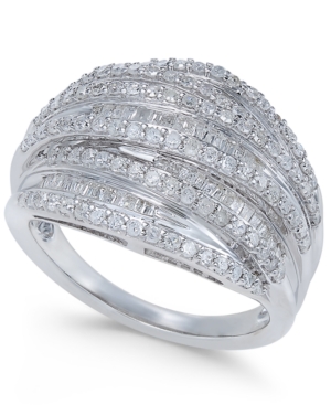 image of Diamond Multi-Row Cluster Ring (1 ct. t.w.) in Sterling Silver