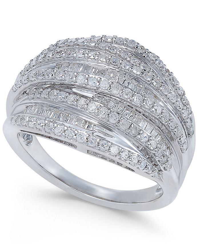 Macy's Diamond Multi-Row Cluster Ring (1 ct. t.w.) in Sterling