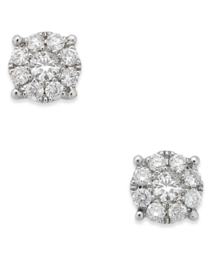 image of Diamond Cluster Stud Earrings (1/4 ct. t.w.) in 14k White Gold