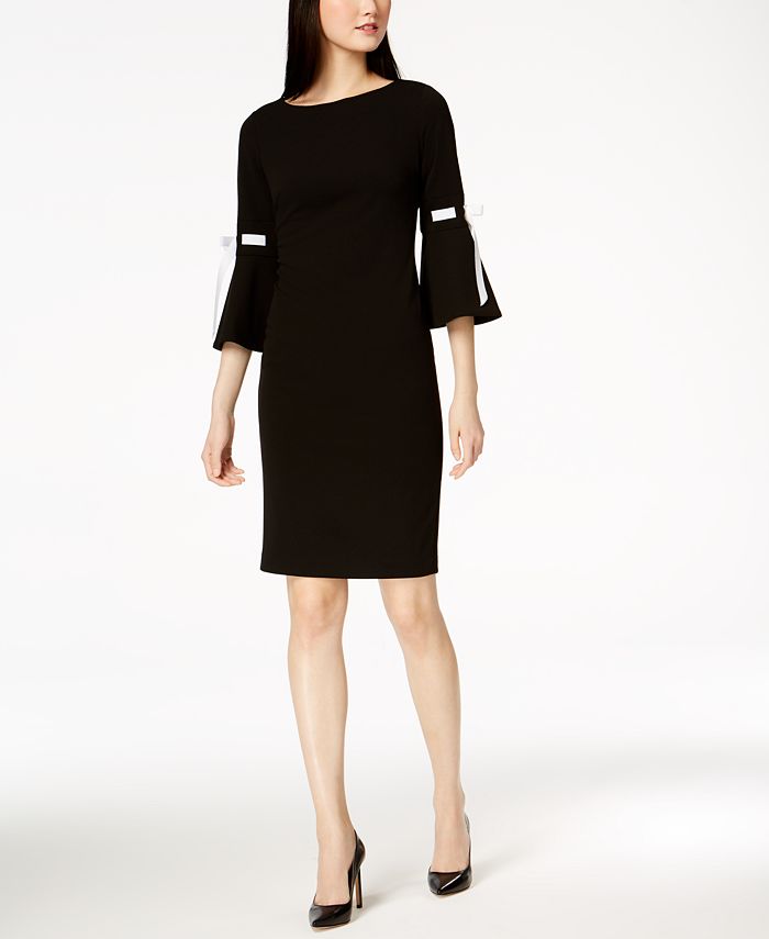 Calvin Klein Ribbon Bell-Sleeve Sheath Dress & Reviews - Dresses - Women -  Macy's