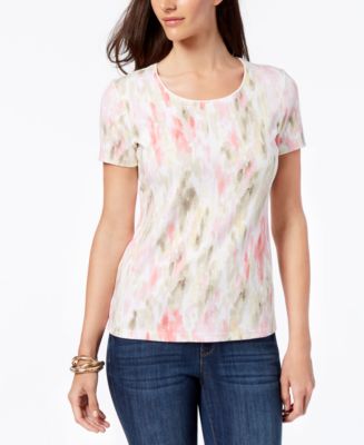Karen Scott Printed Scoop Neck T-Shirt
