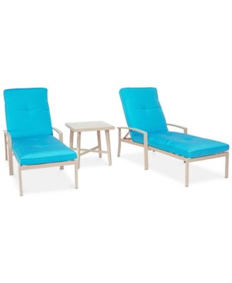 Furniture - Beach House Sunbrella&reg; & Aluminum Outdoor 3-Pc. Chaise Set (2 Chaise Lounges and 1 End Table)