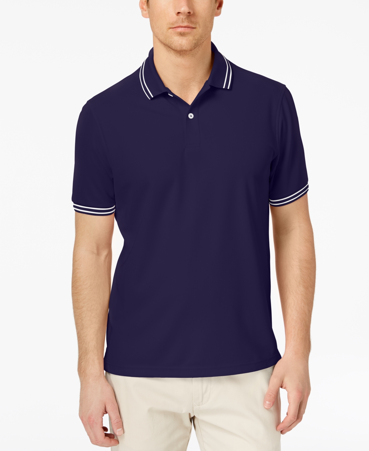 Men's Performance Stripe Polo, Created for Macy's - Lazulite