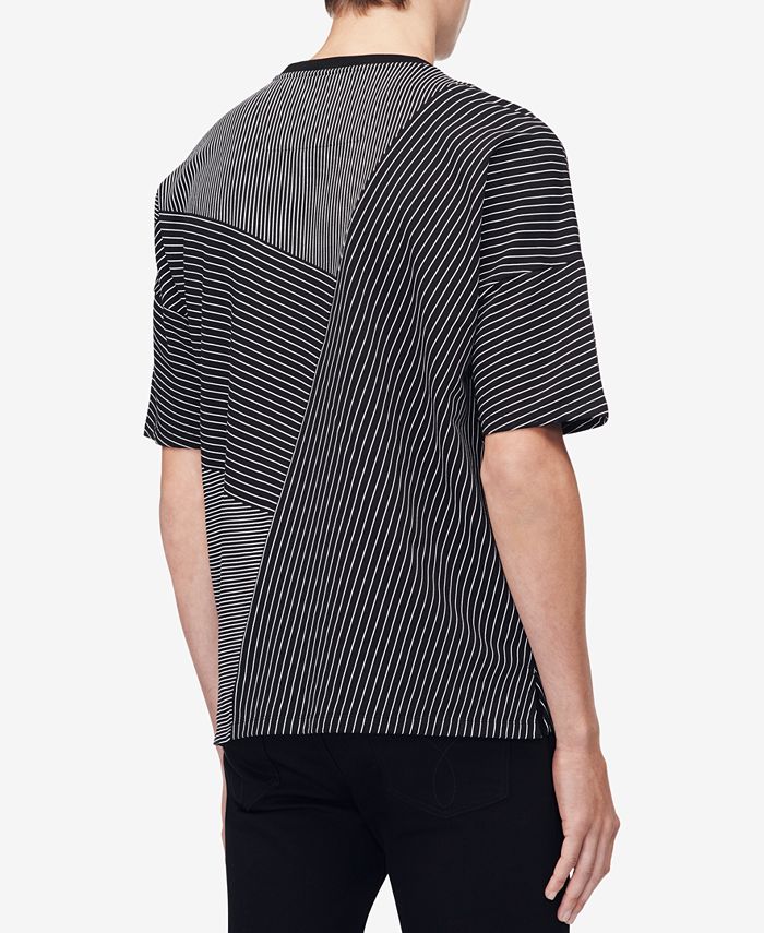 Calvin Klein Men's Drop-Shoulder Pieced Stripe T-Shirt - Macy's