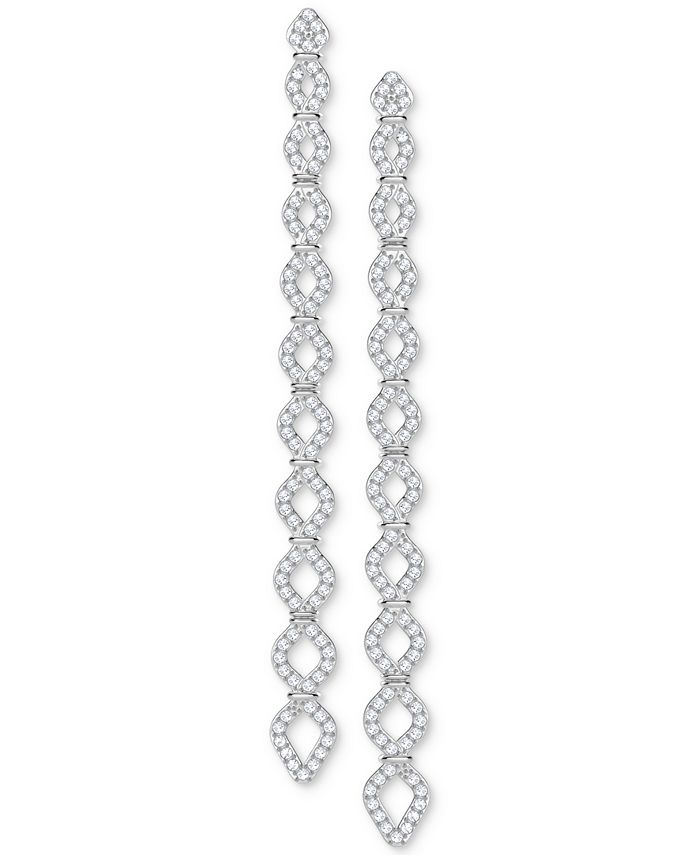Swarovski SilverTone Crystal Pavé Linear Drop Earrings Macy's
