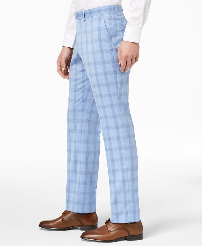 Nick Graham Men's Slim-Fit Stretch Bright Blue Plaid Suit - Macy's