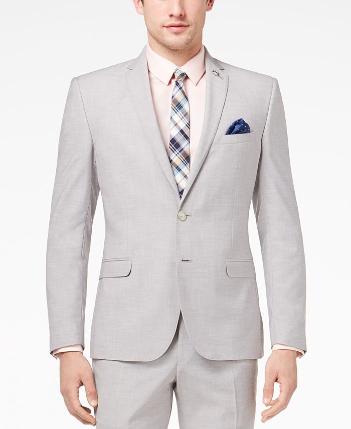 Nick Graham Men's Slim-Fit Stretch Light Gray Solid Suit - Macy's