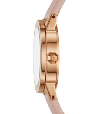 Tory Burch Women's Gigi Blush Pink Leather Strap Watch 28mm - Macy's