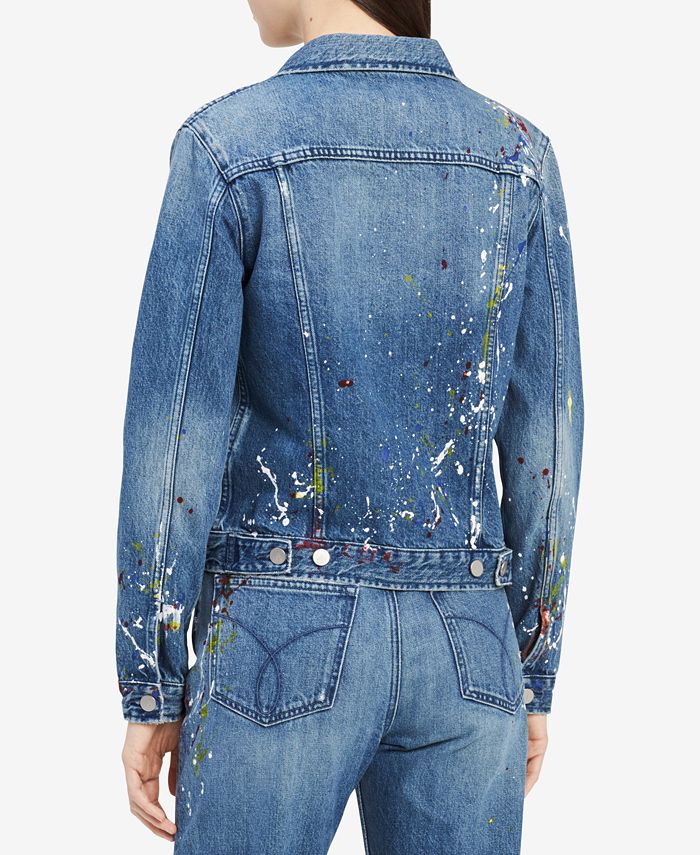 Calvin Klein Jeans Cotton Paint Splatter Denim Jacket Macy's
