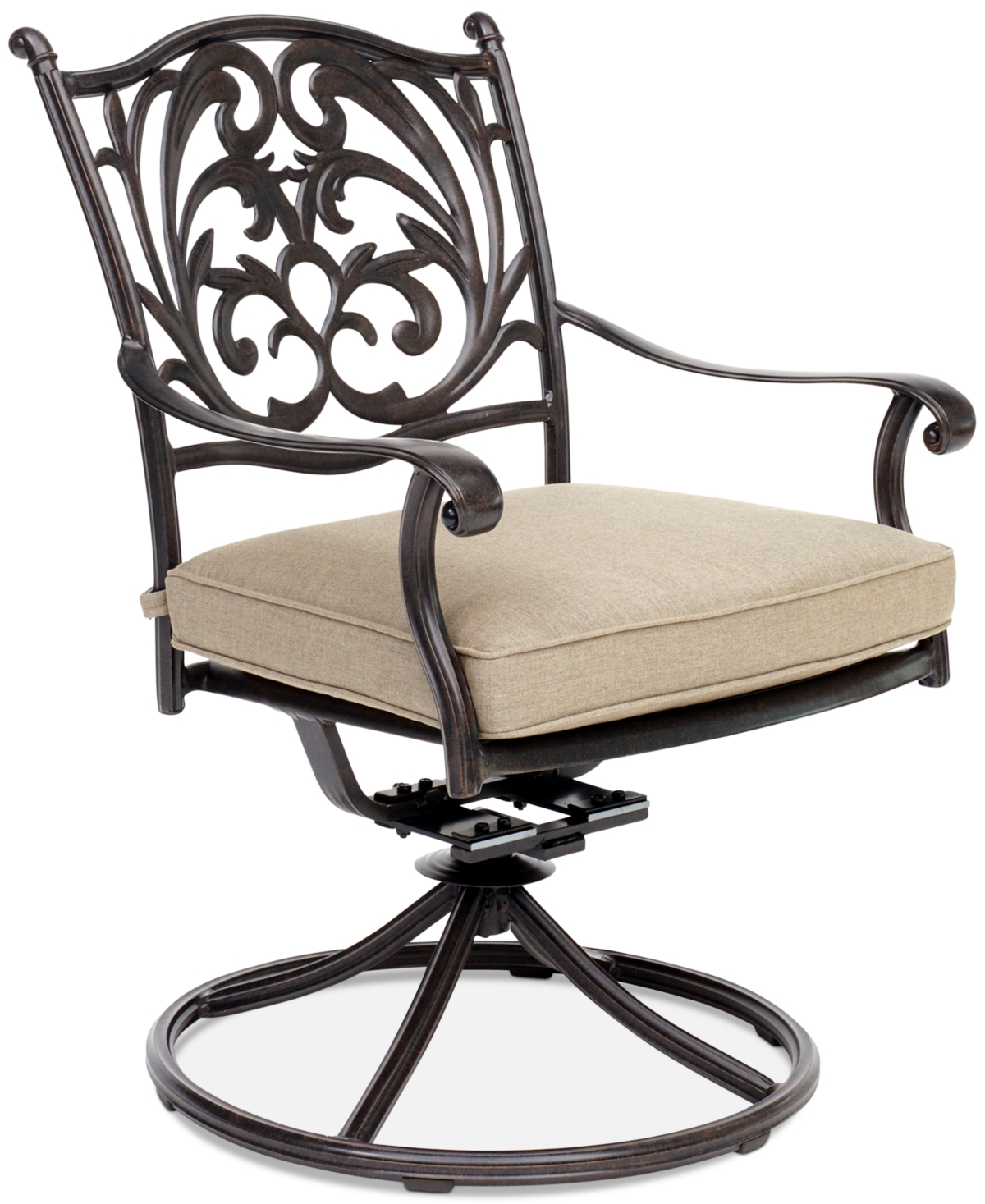 Agio Set Of 4 Chateau Aluminum Outdoor Dining Swivel Rockers With Outdoor Cushion, Created For Macy's In Sunbrella Cast Shale