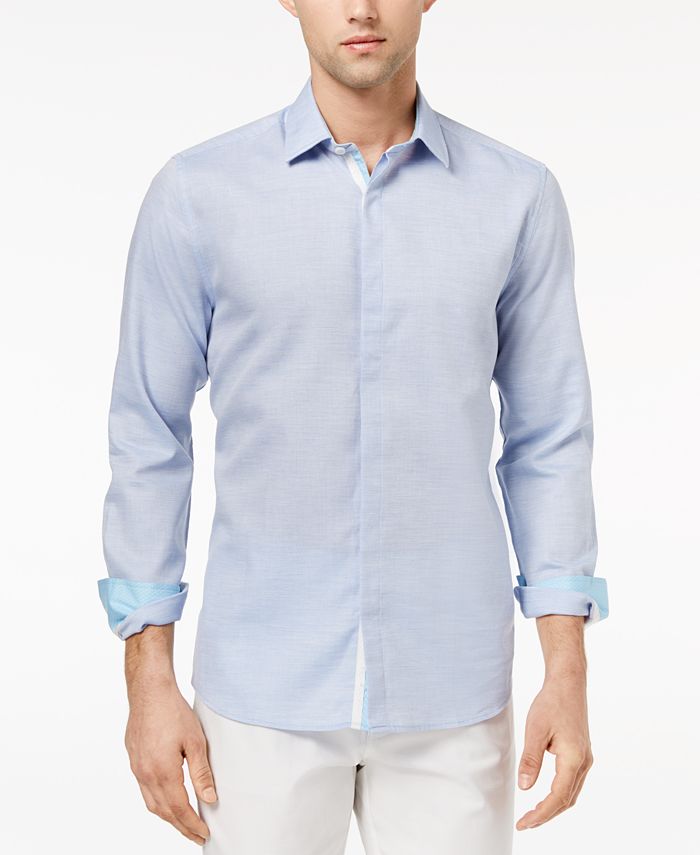 Ryan Seacrest Distinction Men's Slim-Fit Blue Heather Sport Shirt ...