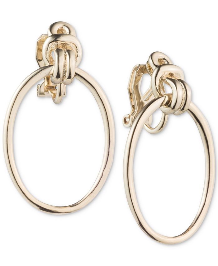Lauren Ralph Lauren GoldTone Doorknocker ClipOn Drop Hoop Earrings