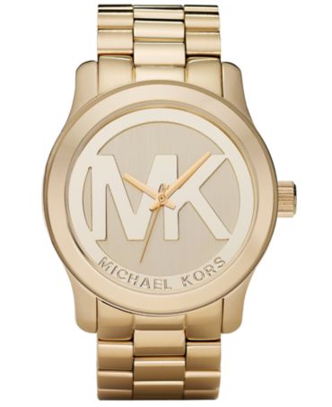 Michael Kors Women's Runway Gold Plated Stainless Steel Bracelet Watch ...