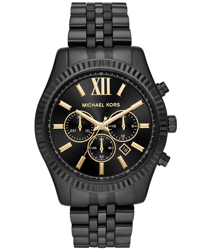 Michael Kors Men's Chronograph Lexington Black Stainless Steel Bracelet  Watch 44mm & Reviews - All Watches - Jewelry & Watches - Macy's