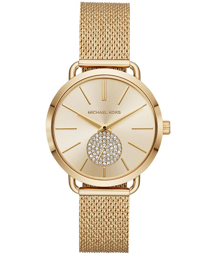 Michael Kors Women's Portia Gold-Tone Stainless Steel Mesh Bracelet Watch  37mm & Reviews - All Watches - Jewelry & Watches - Macy's