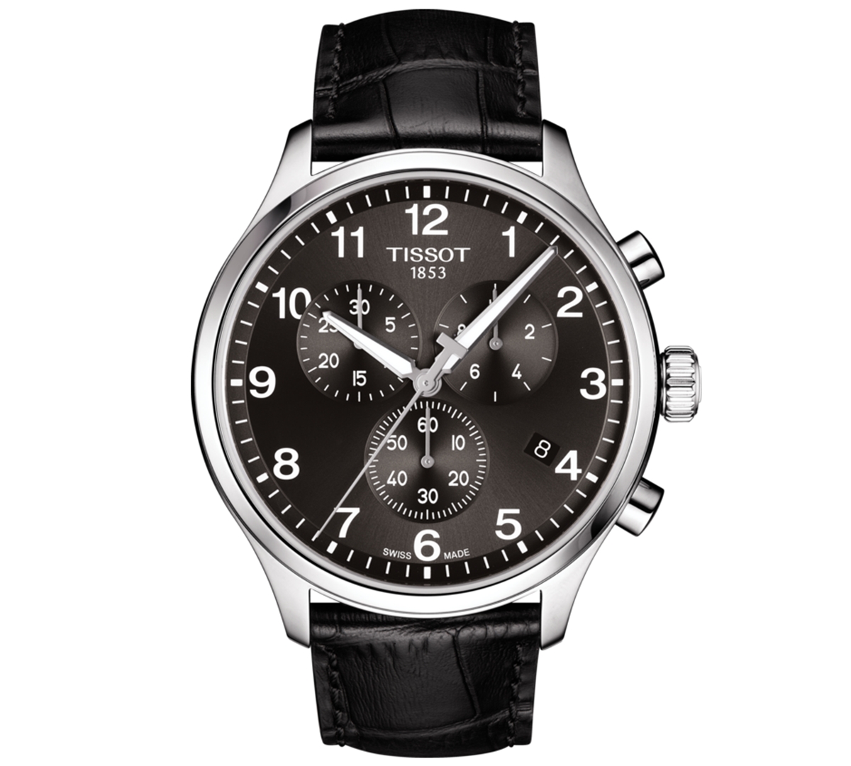 Tissot Men's Swiss Chronograph Chrono Xl Classic T-sport Black Leather Strap Watch 45mm In Black,black