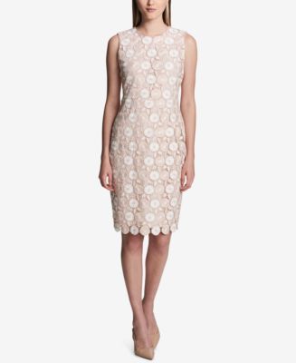 Calvin Klein Lace Scuba Sheath Dress - Macy's