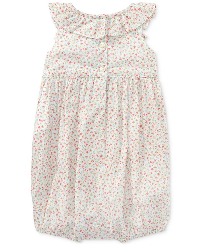 Polo Ralph Lauren Ralph Lauren Floral Ruffled Cotton Romper, Baby Girls