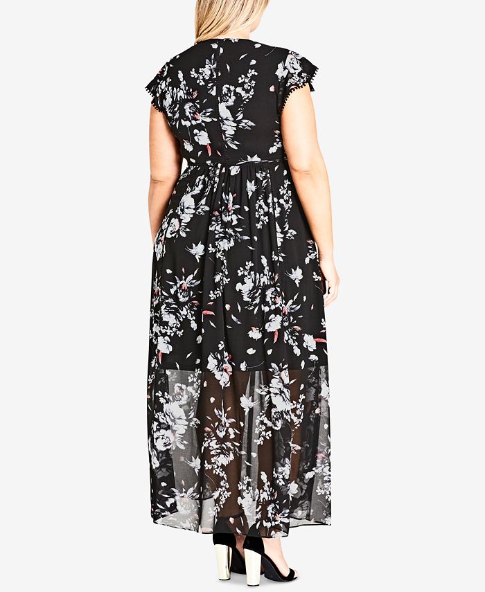 City Chic Trendy Plus Size Flutter-Sleeve Maxi Dress - Macy's
