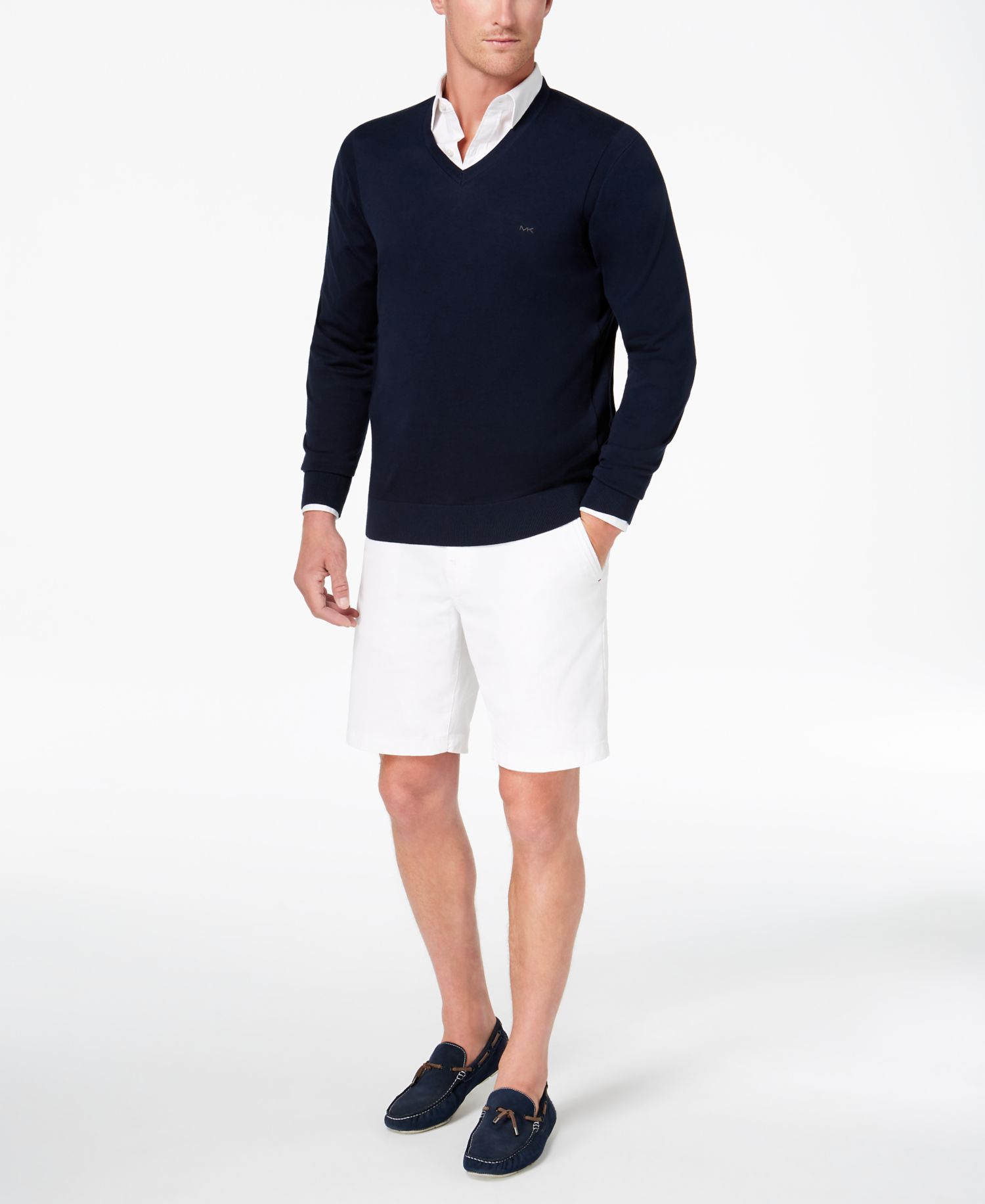 Men's V-Neck Sweater, Slim-Fit Shirt and Stretch 9" Shorts