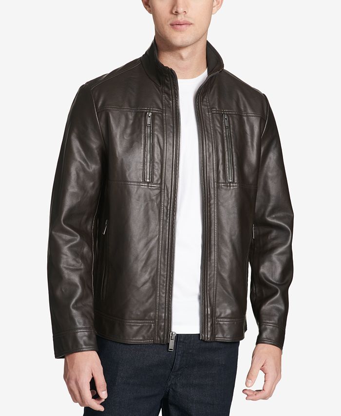 Calvin Klein Men's Faux-Leather Jacket - Macy's