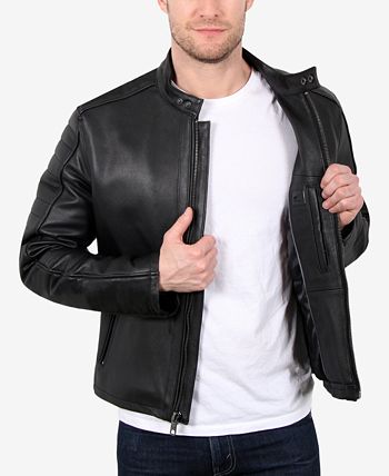 William rast men's leather moto jacket hotsell