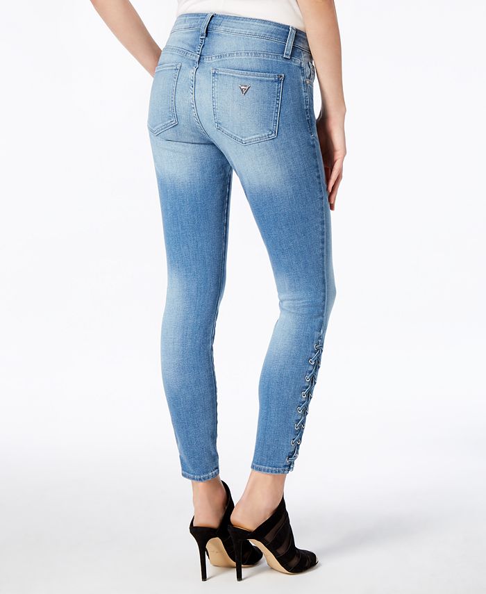 GUESS Lace-Up Ankle Skinny Jeans - Macy's