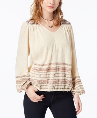 Lucky Brand Embroidered Peasant Top - Macy's