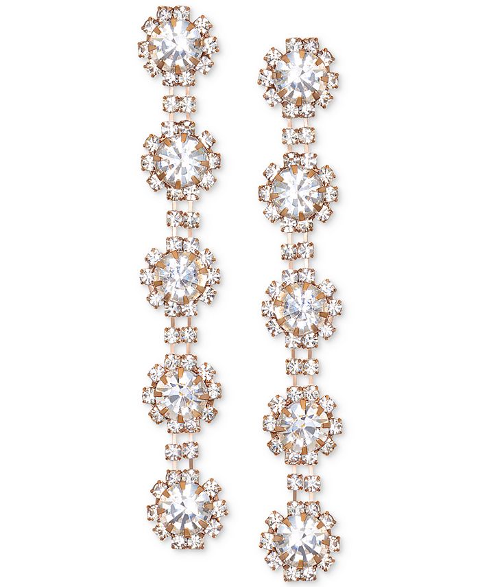 Jewel Badgley Mischka Crystal Flower Linear Drop Earrings - Macy's