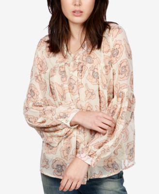 Lucky Brand Sheer Printed Blouse Macy s