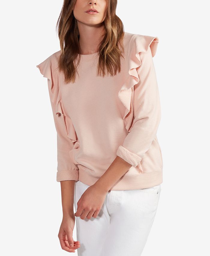 Pink deals ruffle sweatshirt