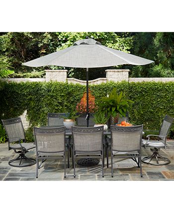 Agio - Vintage II Outdoor Aluminum 9-Pc. Dining Set (64" Square Dining Table & 8 Swivel Rockers)