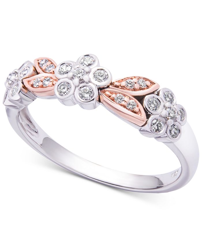 Wrapped in Love - Diamond Two-Tone Flower Ring (1/4 ct. t.w.) in 14k White & Rose Gold