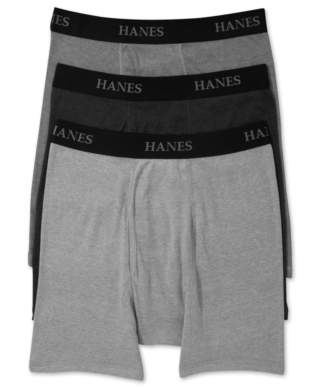 Men's Big & Tall 3-Pk. Boxer Briefs - Black/Heather Grey