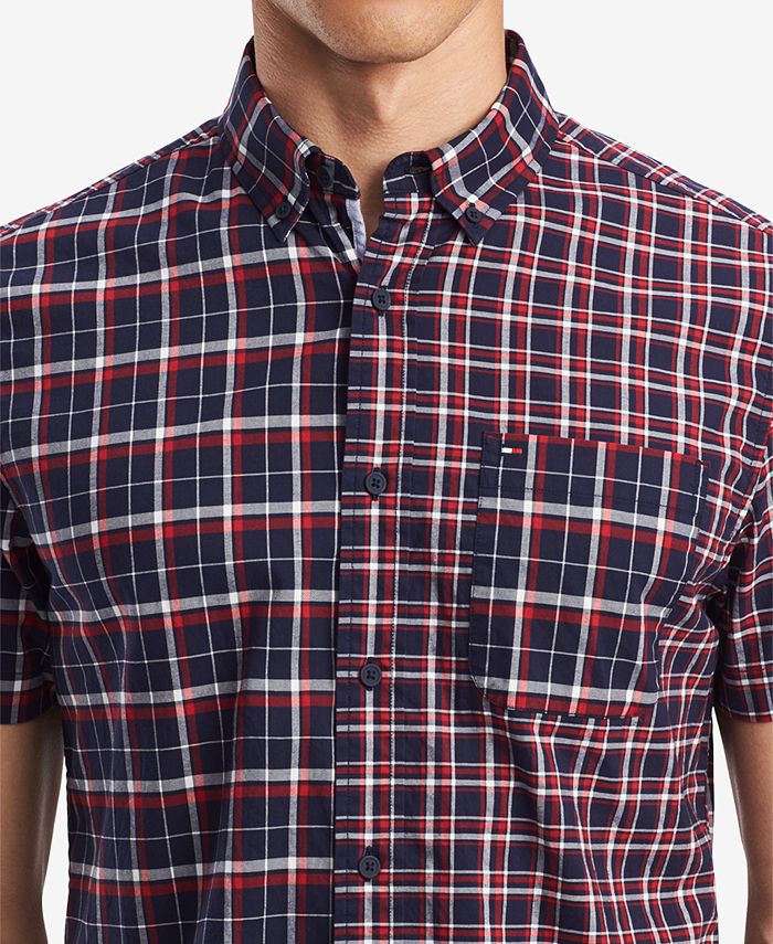 Tommy Hilfiger Men's Colin Pieced Plaid Pocket Shirt, Created for Macy ...