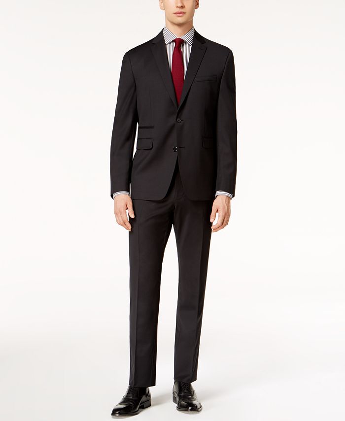 Vince Camuto Men's Coolmax Slim-Fit Stretch Black Check Suit - Macy's