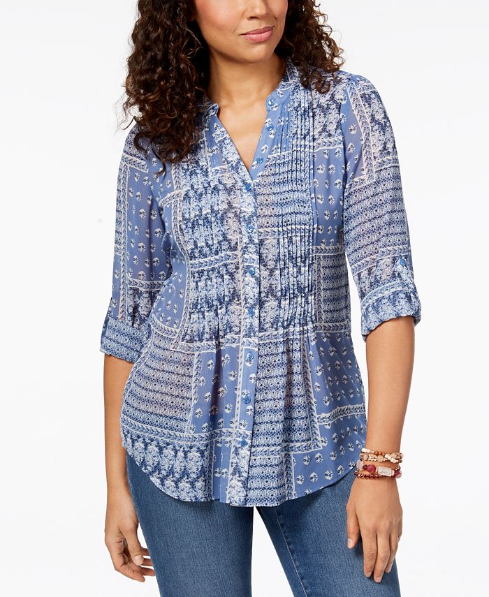 Style & Co Petite Printed Cotton Knit Top