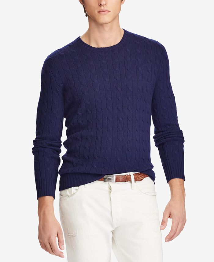 Polo Ralph Lauren Men's Cable-Knit Cashmere Sweater & Reviews - Sweaters -  Men - Macy's