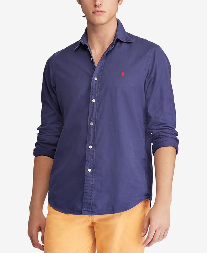 Polo Ralph Lauren Men's Slim Fit Garment Dyed Chino Shirt - Macy's