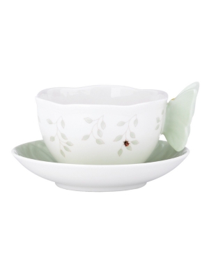 Lenox Butterfly Meadow Green Figural Cup and Saucer