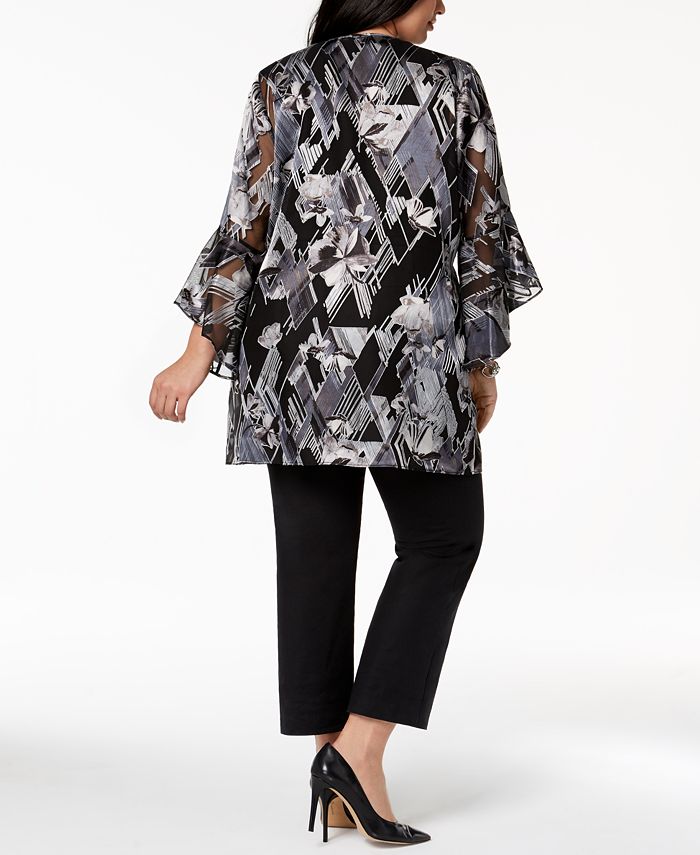 Alfani Plus Size BurnoutPrint Kimono, Created for Macy's Macy's