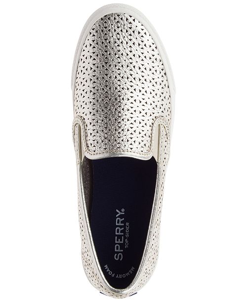 sperry perforated slip on sneakers