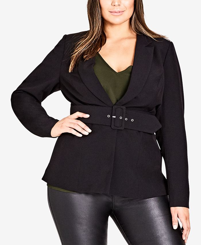 City Chic Trendy Plus Size Belted Blazer Macy s